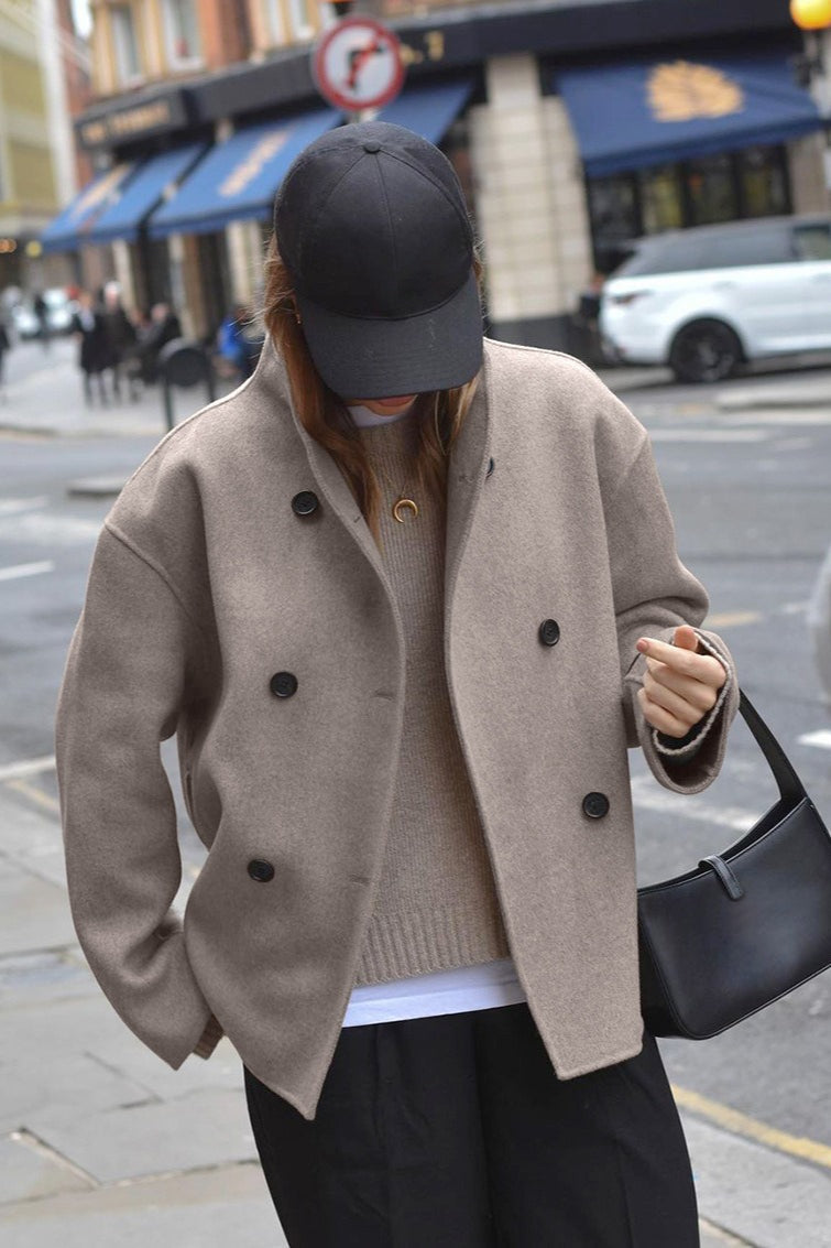 Brown Woolen Double Breasted Jacket image 2