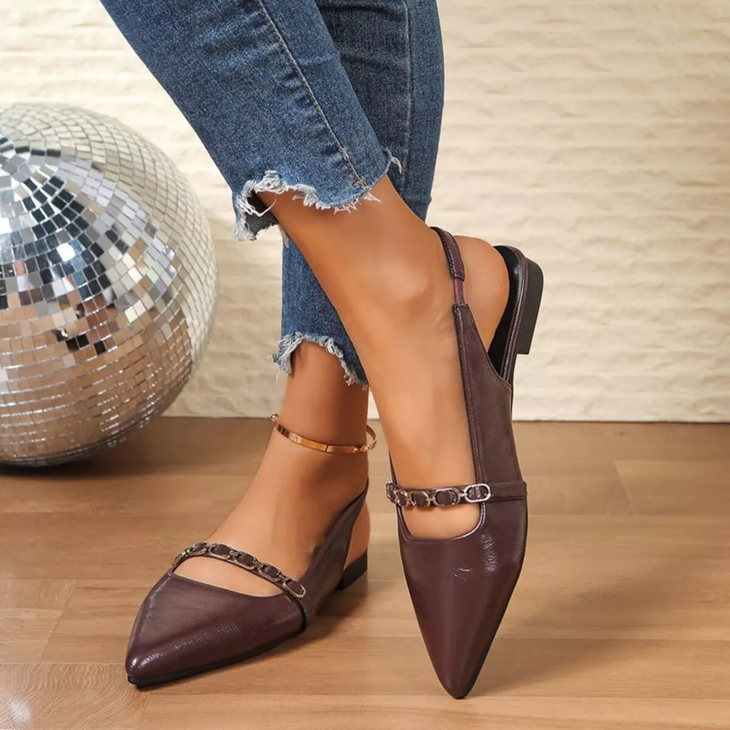 Arielle Slingback Sandals detail view styled for Avrienne