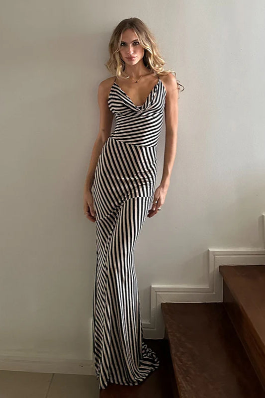 Strappy Open Back Striped Maxi Dress image 2