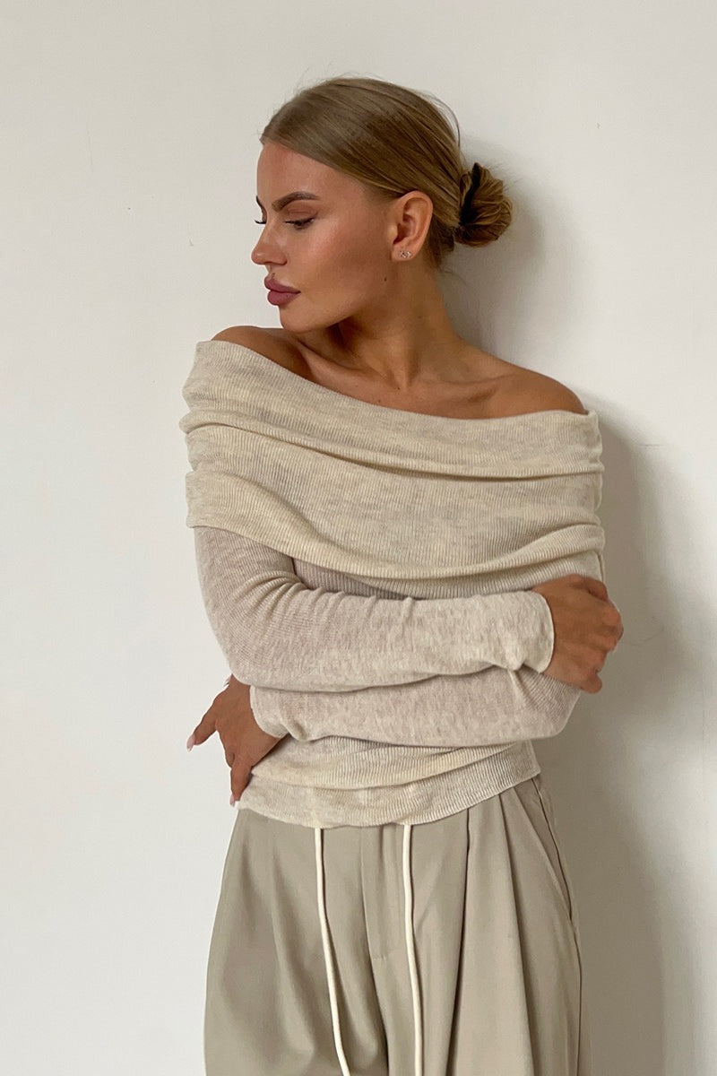 Slim Fit Off-Shoulder Knit Top image 5