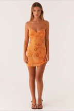 Colorful Beaded Back Tie Cocktail Dress image 2
