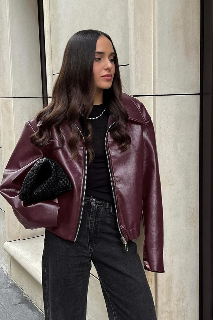 Stylish Matte PU Moto Jacket image 3