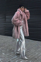 Faux Fur Plush Warm Open Front Coat image 5