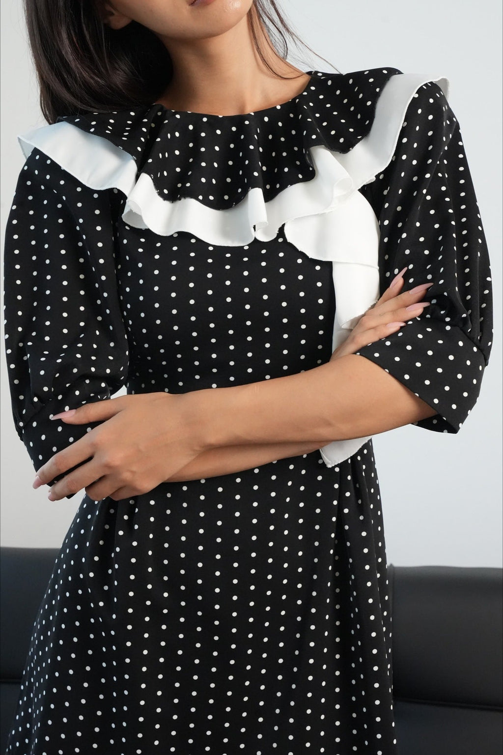 Vintage Puff Sleeve Polka Dot Mini Dress image 2