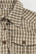 Plaid Waist Slim Five Quarter Sleeve Blouse image 5