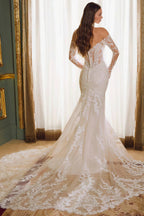 Off Shoulder Lace Long Sleeve Mermaid Wedding Dress image 2