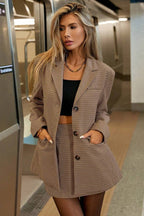 Split Skirt Houndstooth Blazer Two Piece Set image 4