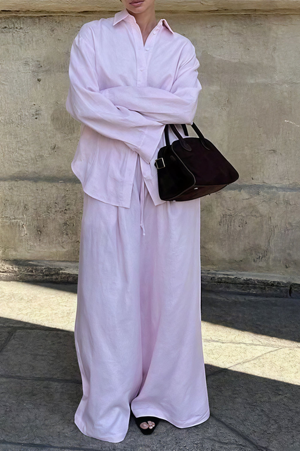 Cotton Loose Long Sleeve Shirt Pants Two Piece Set image 6