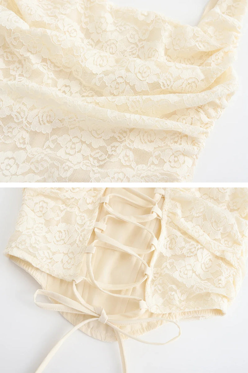 Elegant Lace-Up Crop Top & Maxi Skirt Boho Dress image 12