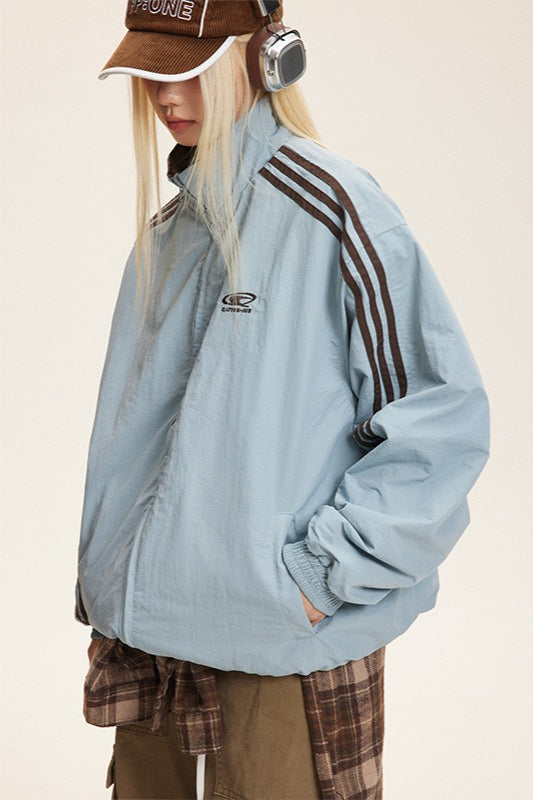 Reversible Stand Collar Colorblock Jacket image 8