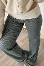 Fold Waist Stripe Knit Straight Pants image 5