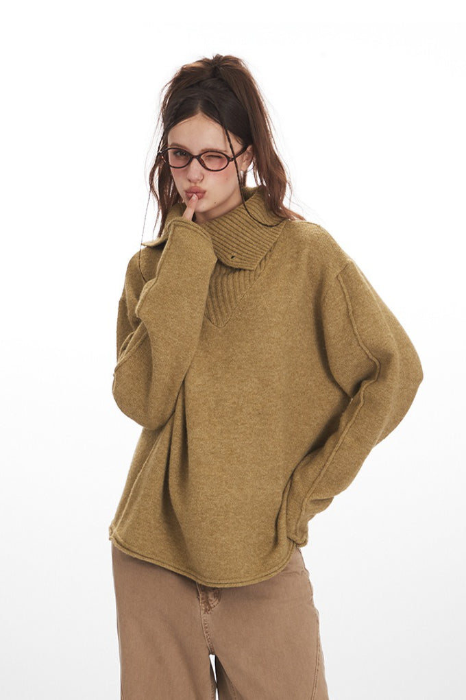Vintage Cozy High Neck Loose Fit Sweater image 3