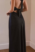 Elegant Solid V Neck Slim Maxi Dress image 11