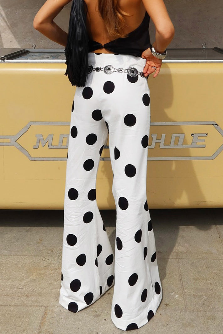 Color Block Polka Dot Flared Pants image 3