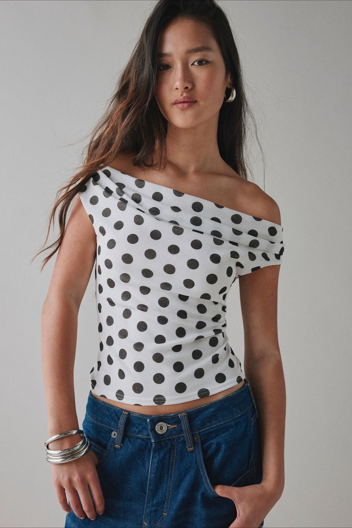 Print One Shoulder Ruched Cropped T-shirt image 4