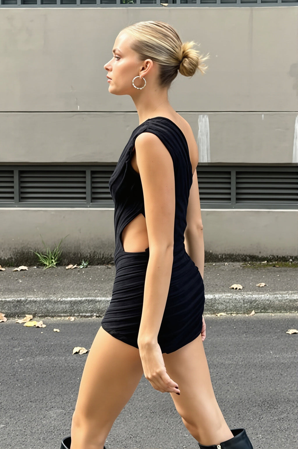 Asym Cutout Patch Knit Mini Dress image 7