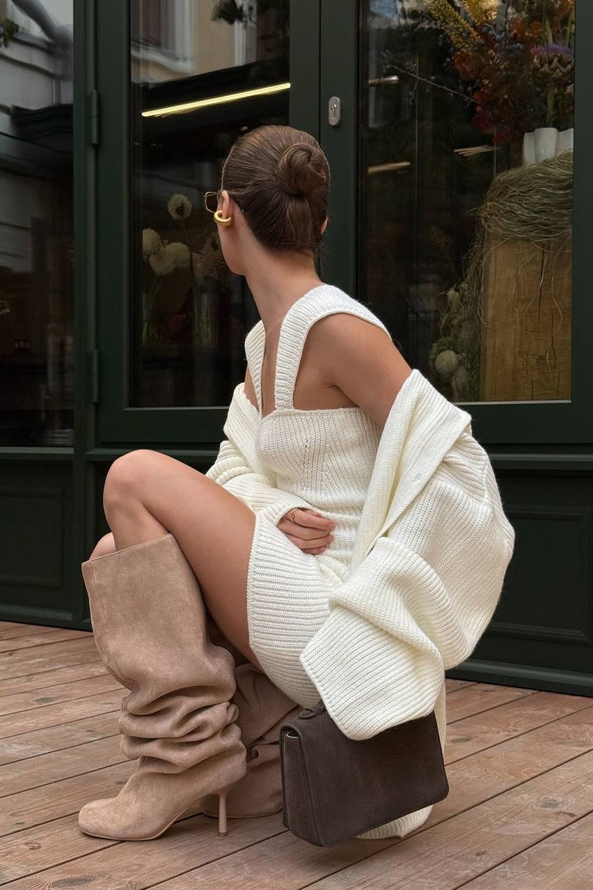 Chic Fitted Knit Cami Bodycon Mini Dress image 5