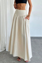 Ruffled High Waist A Line Belted Side Pocket Elegant Skirt image 4