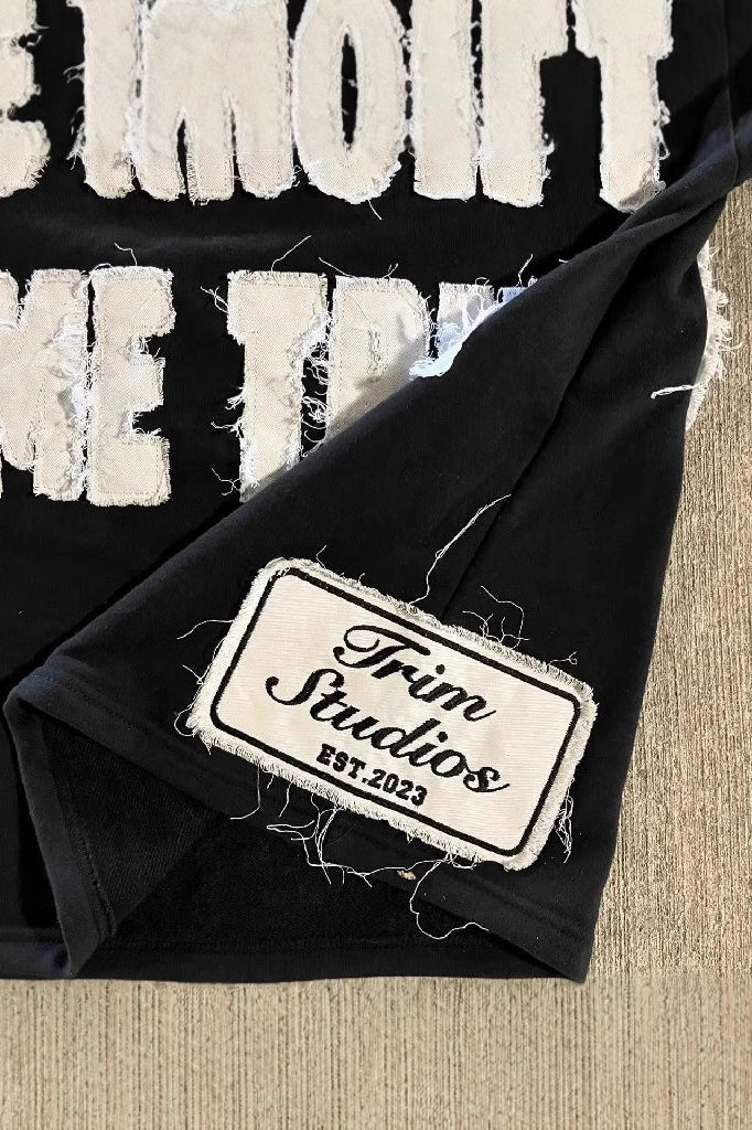 Street Pullover Letter Patch Loose Crew T-shirt image 4