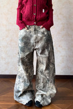Loose Hip Hop Washed Tree Camo Jeans image 5