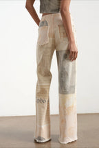 Vintage Newspaper Print Straight Leg Jeans image 3