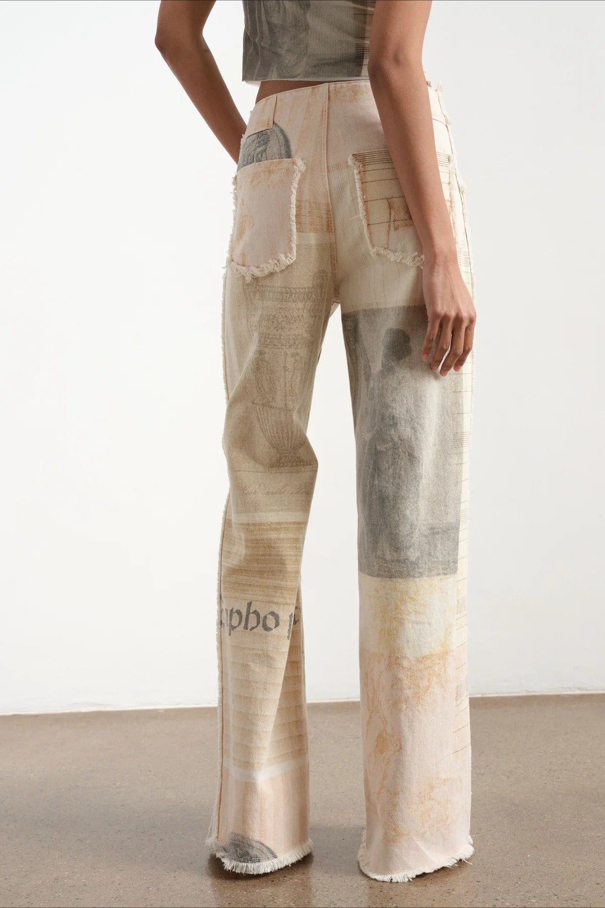 Vintage Newspaper Print Straight Leg Jeans image 3