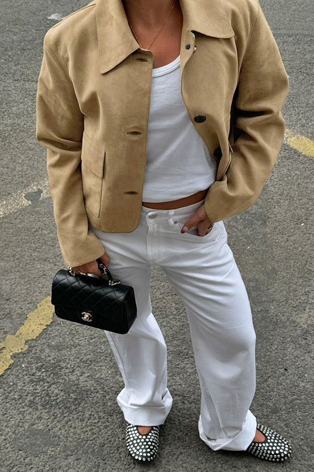 Casual Brown Suede Jacket image 4