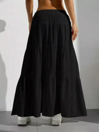 Capri Tiered Maxi Skirt detail view styled for Avrienne