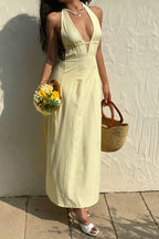 Sexy Stripe Halter Backless Lace Up Maxi Dress image 5