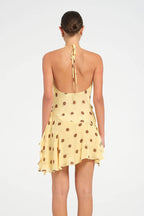 Polka Dot Chiffon Halter Deep V Slit Backless Mini Dress image 5