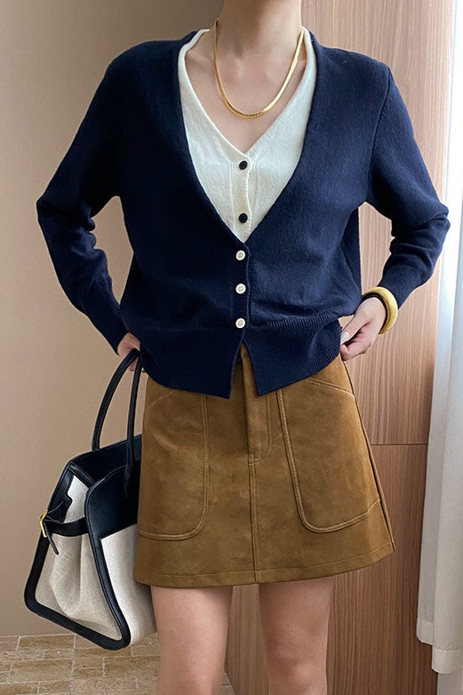Two-Tone V-Neck Cardigan image 3