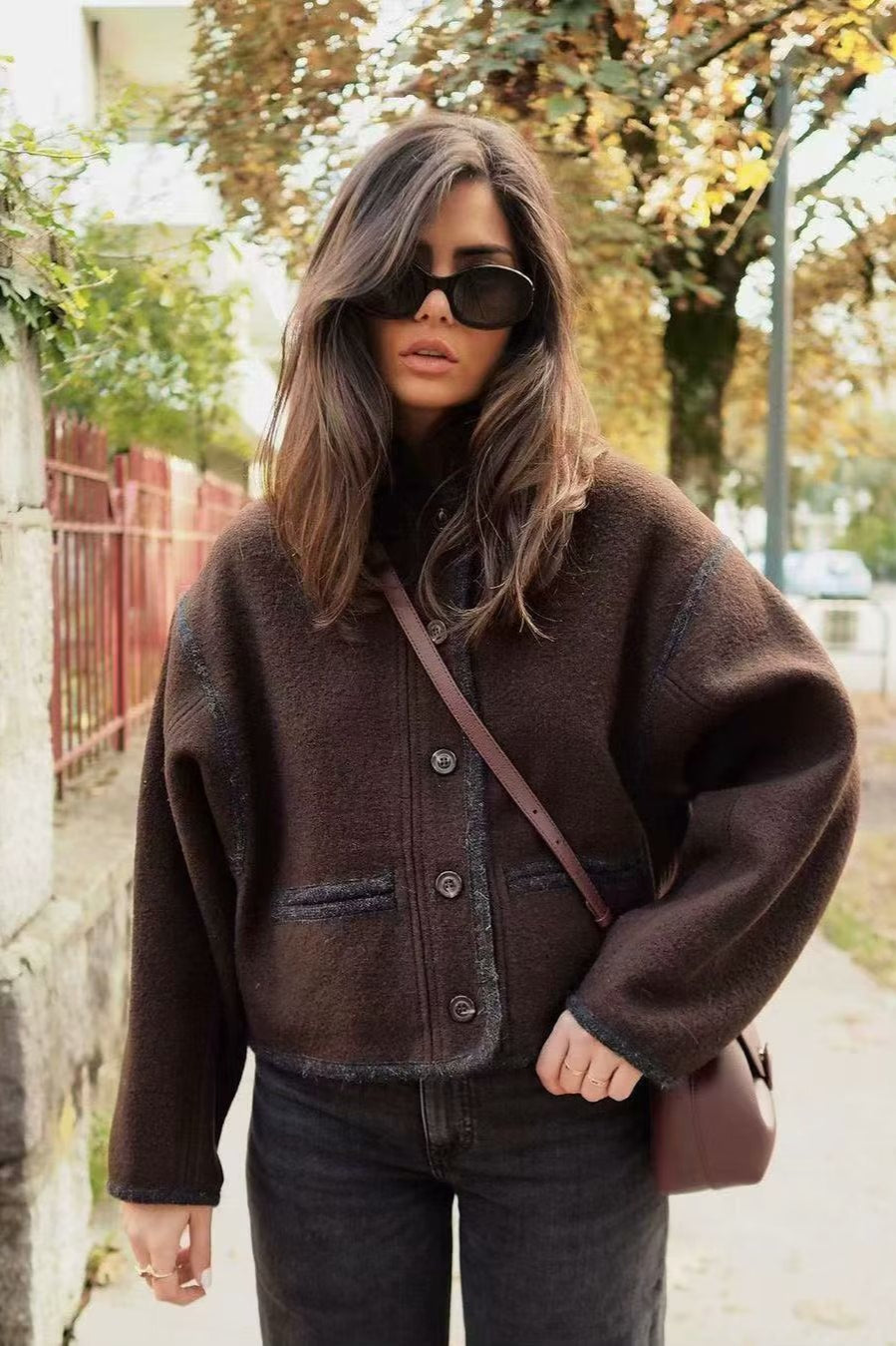 Wool Blend Colorblock Casual Coat image 1