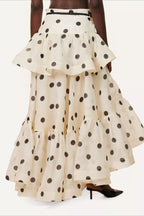 Tiered Ruffle Polka Dot Midi Skirt image 3