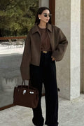 Minimalist Lapel Short Wool Coat image 1