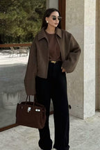 Minimalist Lapel Short Wool Coat image 1