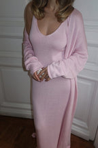 Soft Knit Cutout Tank Dress Long Sleeve Cardigan Two Piece Set image 11