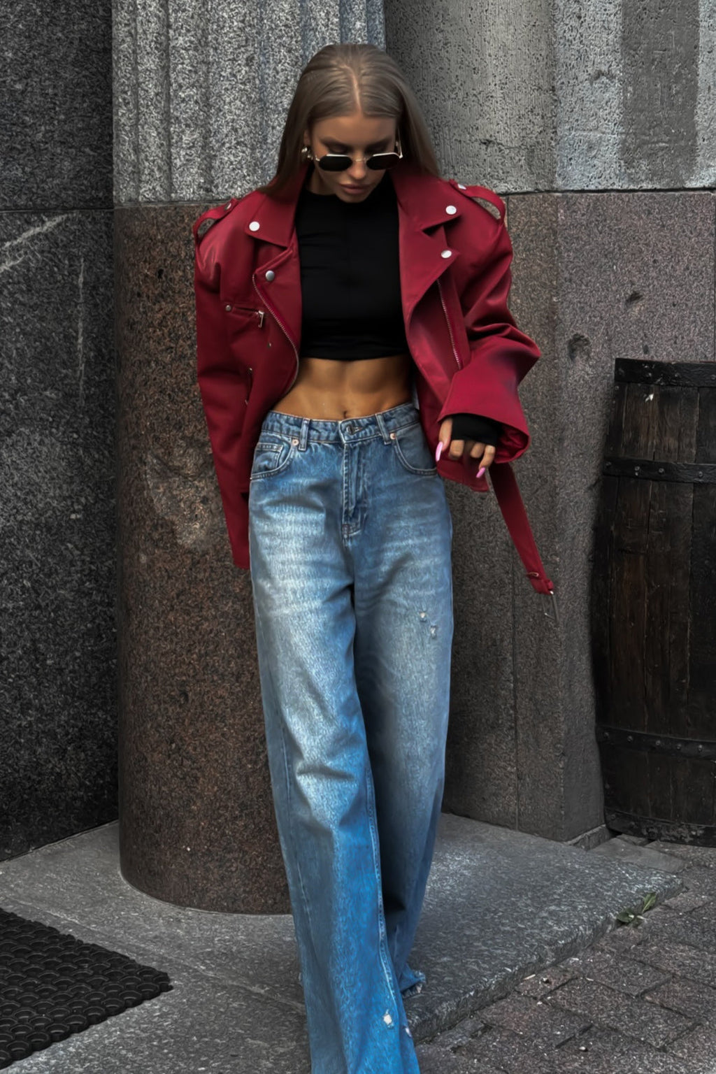 Washed Low Waist Straight Leg Jeans image 2
