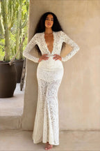 Sexy Lace Cutout Bodycon Maxi Dress image 1