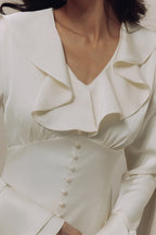 Vintage Ruffled V-Neck Flared Sleeve Maxi Dress image 5