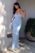 Strapless Ruffle Trim Spaghetti Strap Maxi Dress image 2