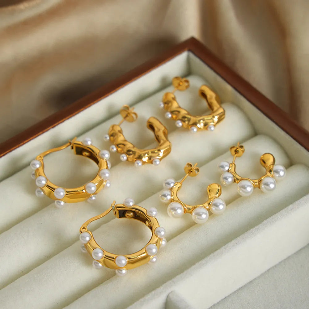 Vera Pearl Earrings styled for Avrienne