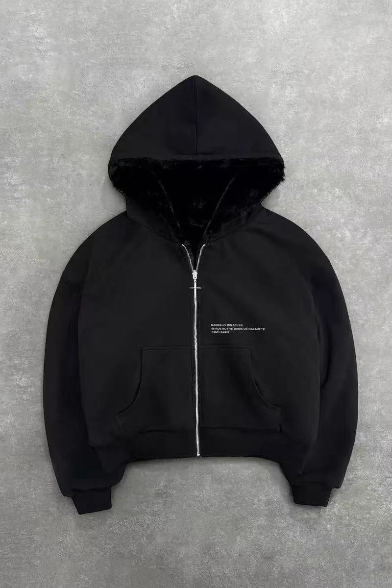 Reversible Vintage Leopard Zipper Hoodie image 5