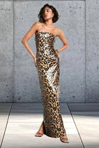 Colorblock Leopard Strapless Maxi Dress image 2