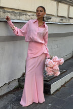 Elegant Creative Street Style Solid Long Sleeve Shirtdress Two Piece Set image 4