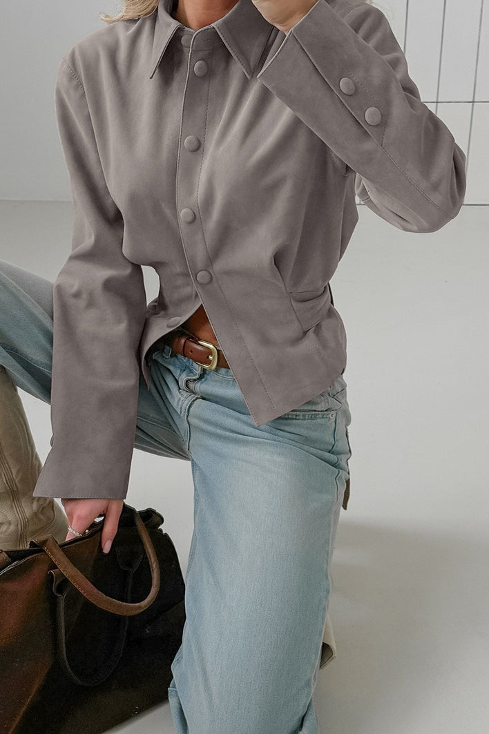 Vintage Khaki Suede Waist Cinched Blouse image 1