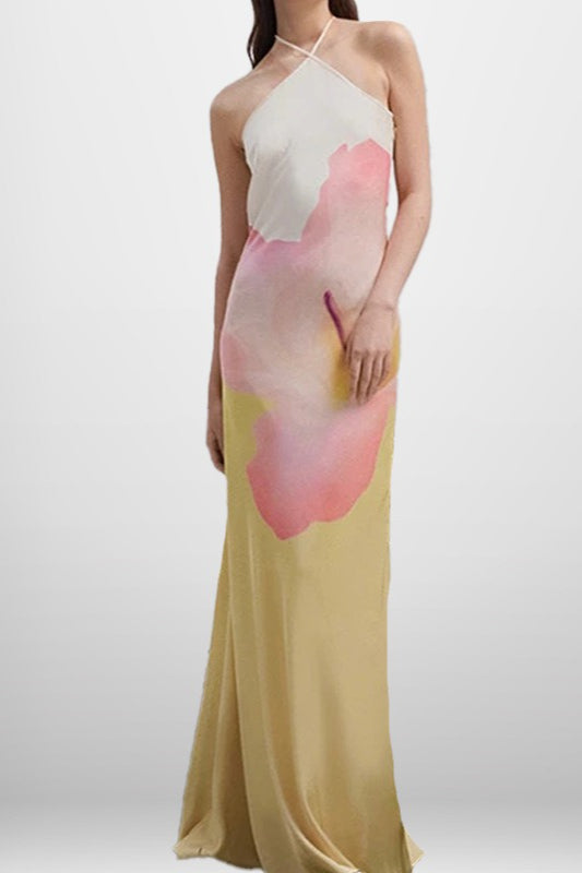 Floral Print Backless Bodycon Maxi Dress image 1