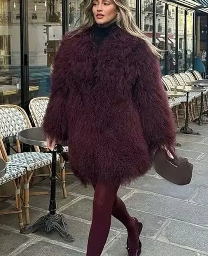 Faux Fur Loose Long Sleeve Coat image 1
