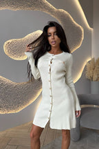 Single-Breasted Cardigan Fitted Knit Sweater Dress image 2