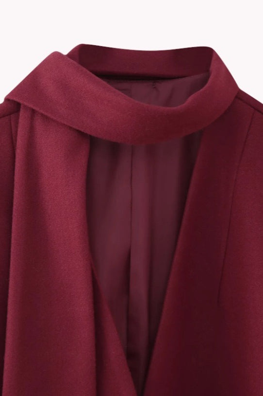 Scarf Collar Single Breasted Wool Coat image 6