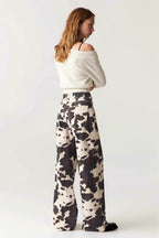 Chic Retro Cow Print Washed Straight Jeans image 3
